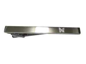 Silver Toned Etched Sleek Butterfly Bug Tie Clip