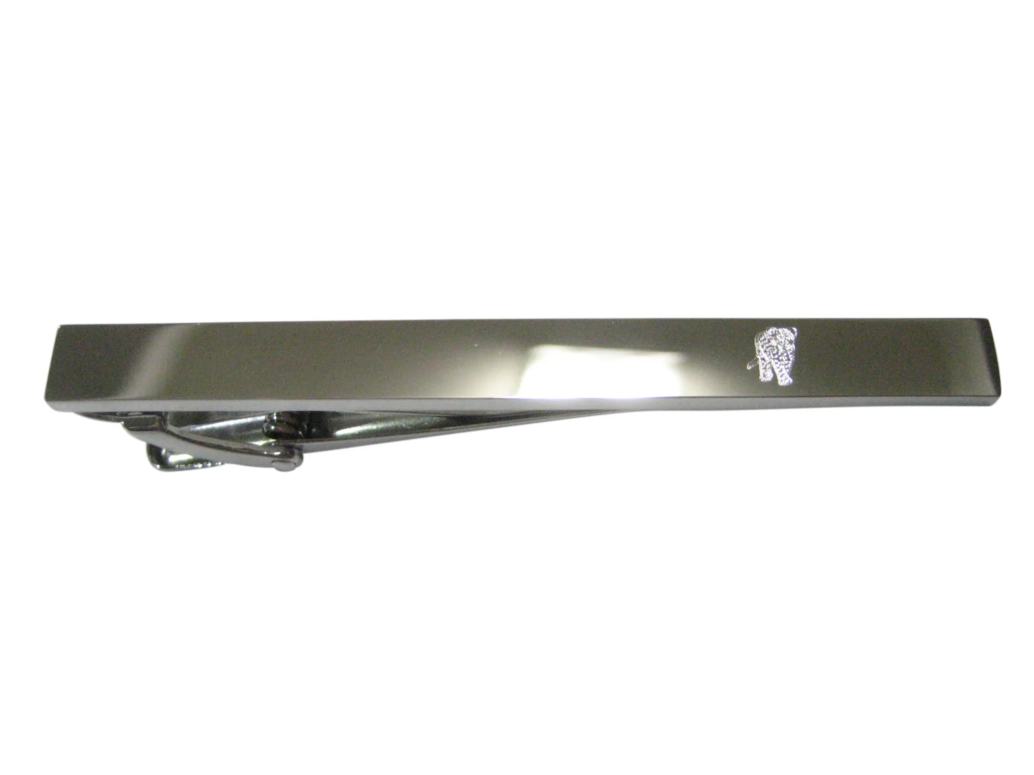 Silver Toned Etched Sleek Cheetah Cub Tie Clip