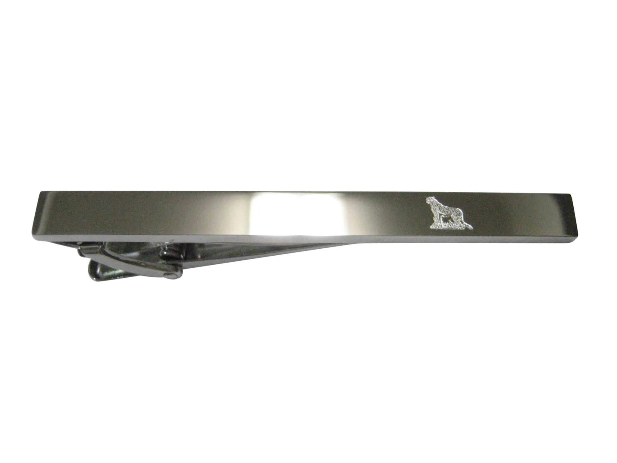 Silver Toned Etched Sleek Cheetah Tie Clip