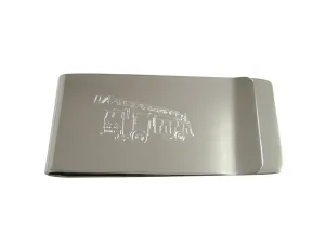 Silver Toned Etched Sleek Fire Truck With Ladder Money Clip