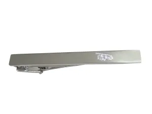 Silver Toned Etched Sleek Fire Truck With Ladder Square Tie Clip