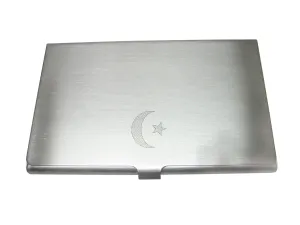 Silver Toned Etched Sleek Islam Flag Business Card Holder