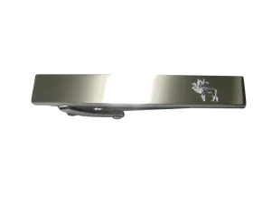 Silver Toned Etched Sleek Left Facing Elk Skinny Tie Clip