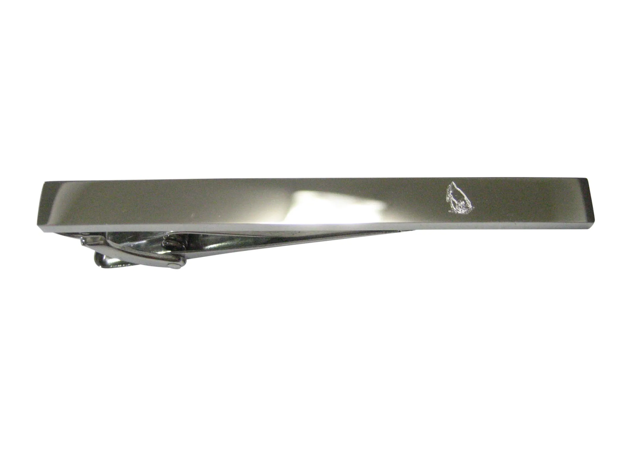 Silver Toned Etched Sleek Piranha Fish Tie Clip