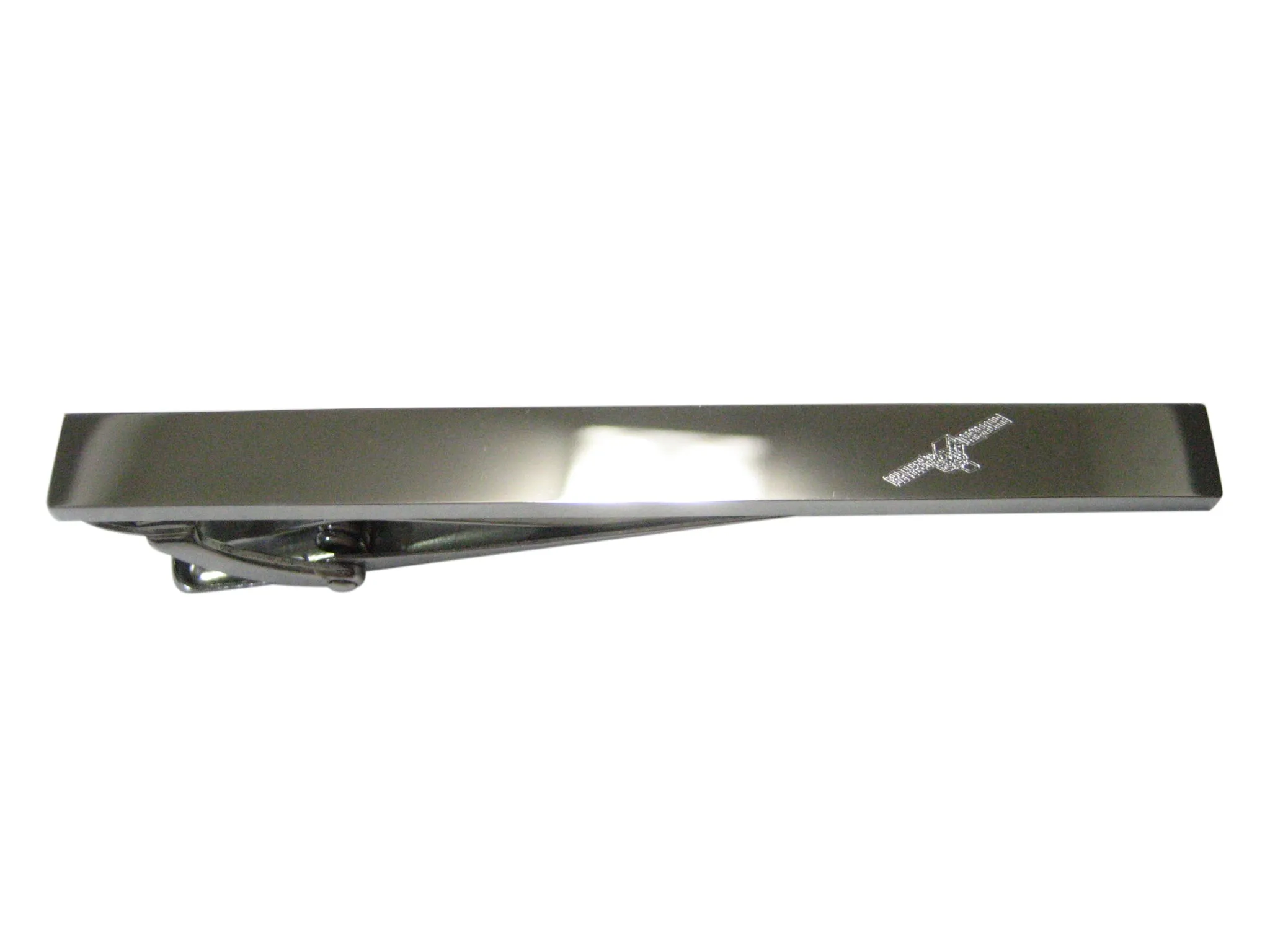 Silver Toned Etched Sleek Satellite Tie Clip