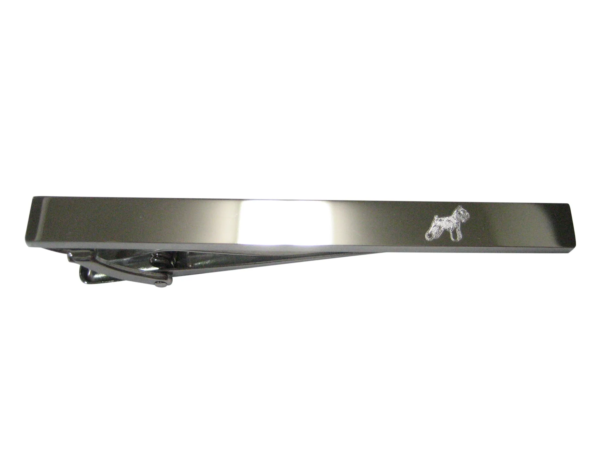 Silver Toned Etched Sleek Scottish Terrier Dog Tie Clip