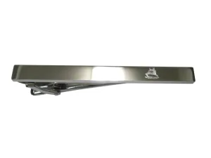 Silver Toned Etched Sleek Ship Tie Clip