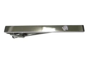 Silver Toned Etched Sleek Snarling Tiger Head Tie Clip