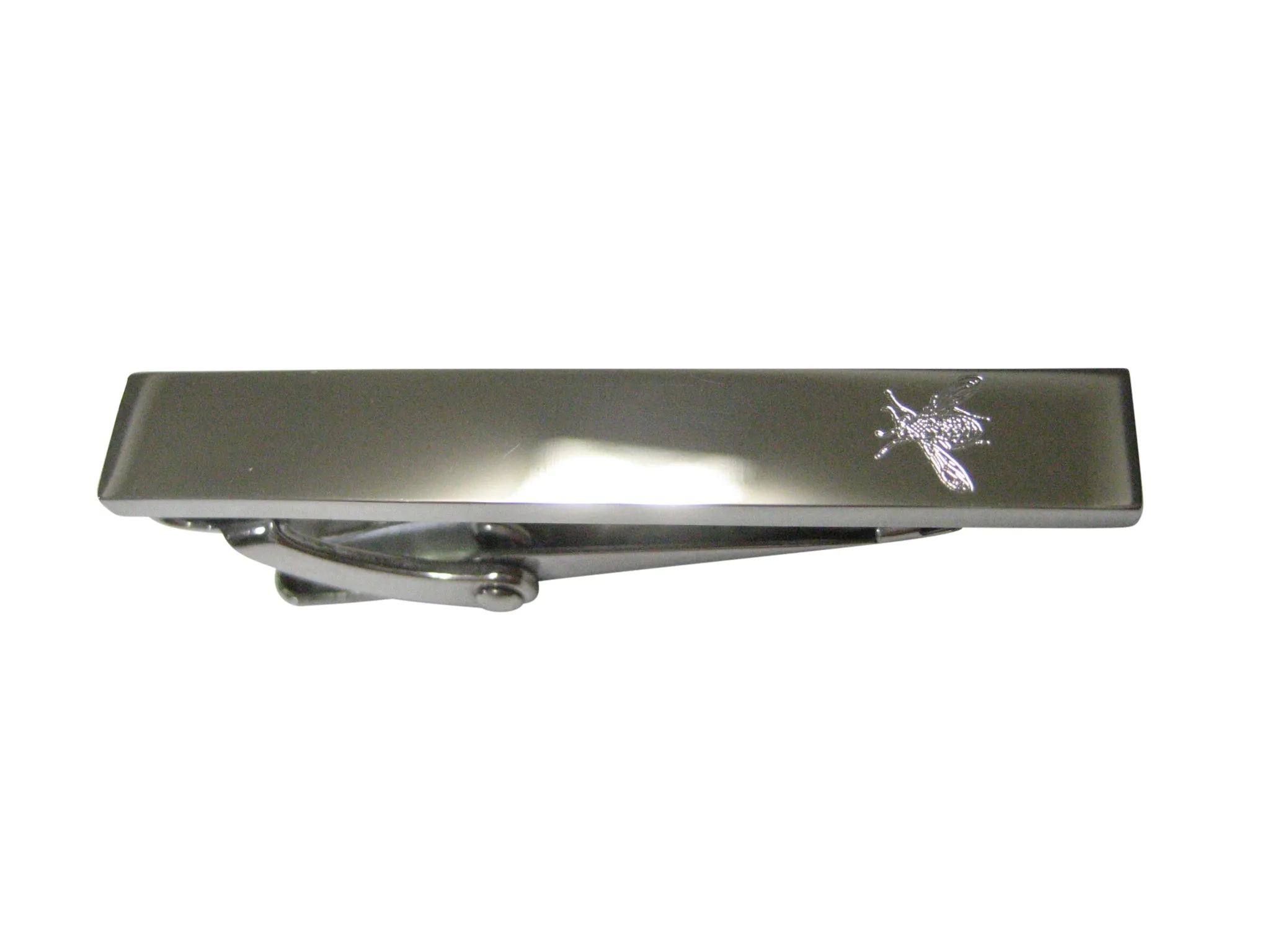 Silver Toned Etched Sleek Wasp Insect Skinny Tie Clip