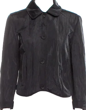 Simone Rocha UK. Black Polymaide Scallop Hem Jacket