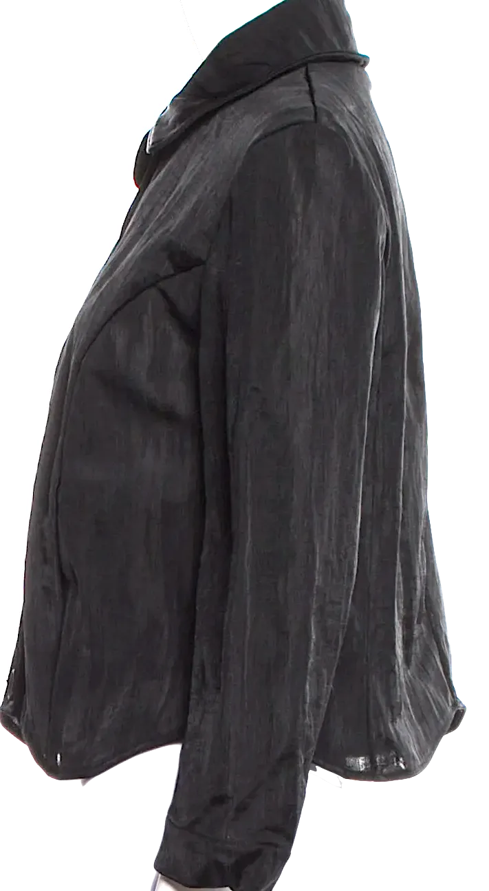 Simone Rocha UK. Black Polymaide Scallop Hem Jacket
