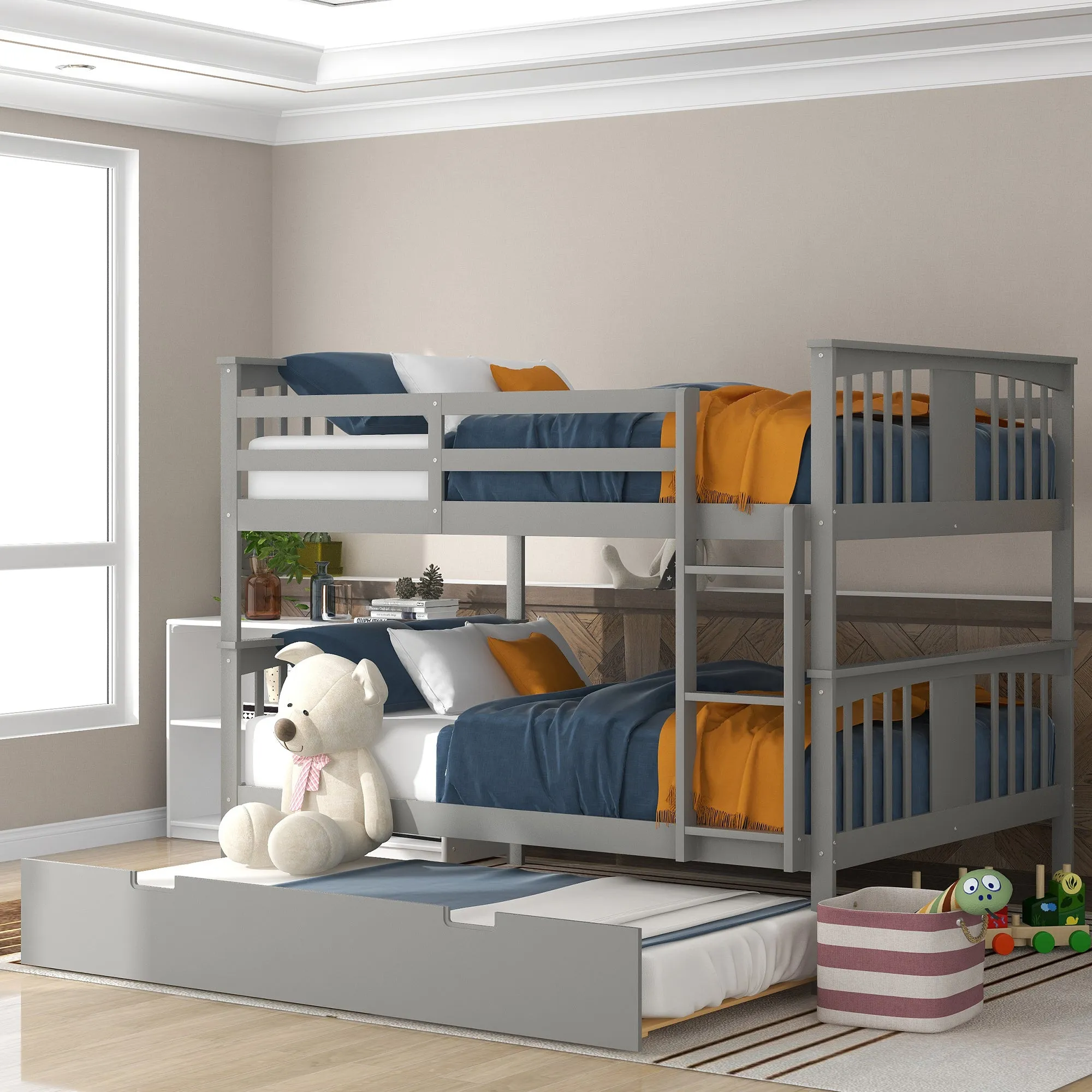 Simple Living Full over Full Bunk Bed with Twin Size Trundle