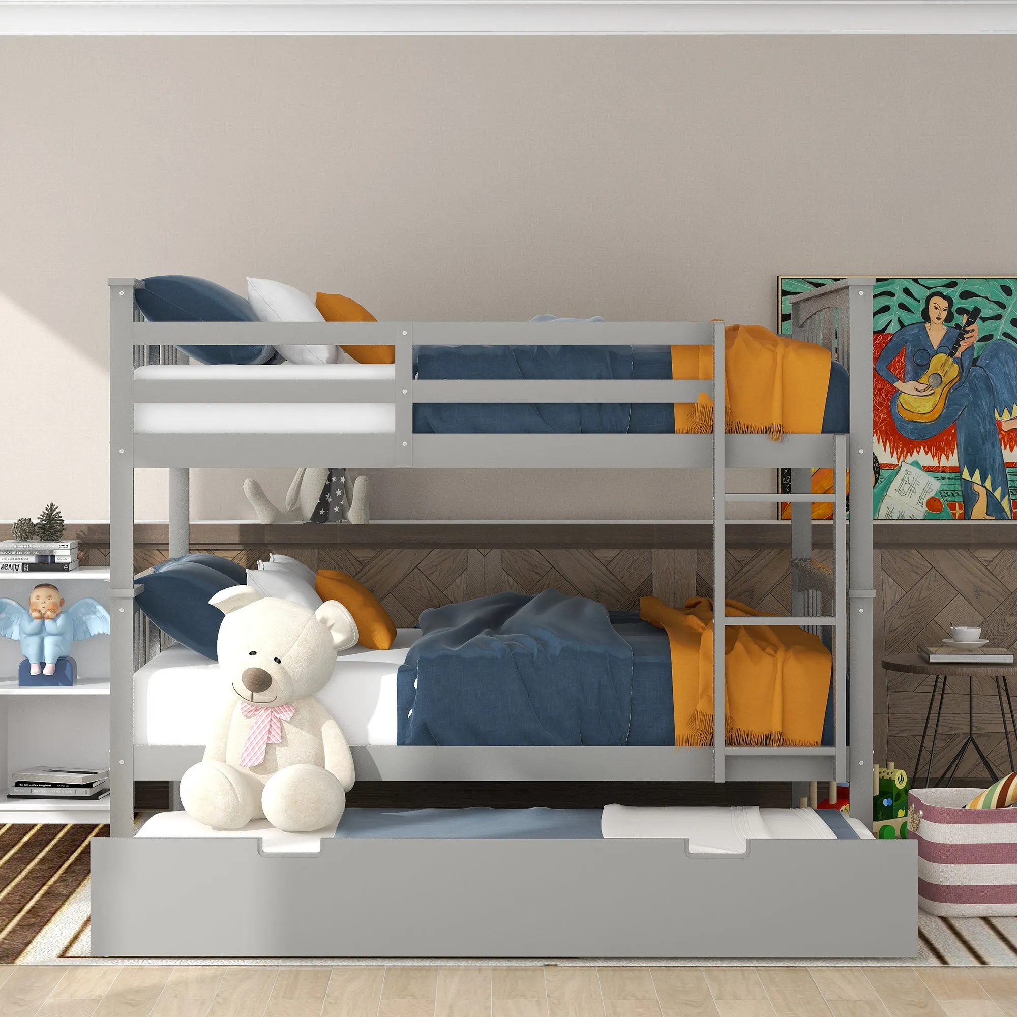 Simple Living Full over Full Bunk Bed with Twin Size Trundle