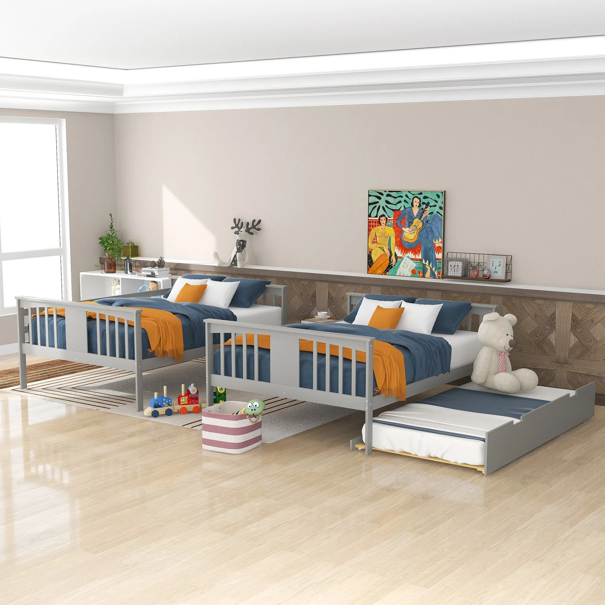 Simple Living Full over Full Bunk Bed with Twin Size Trundle