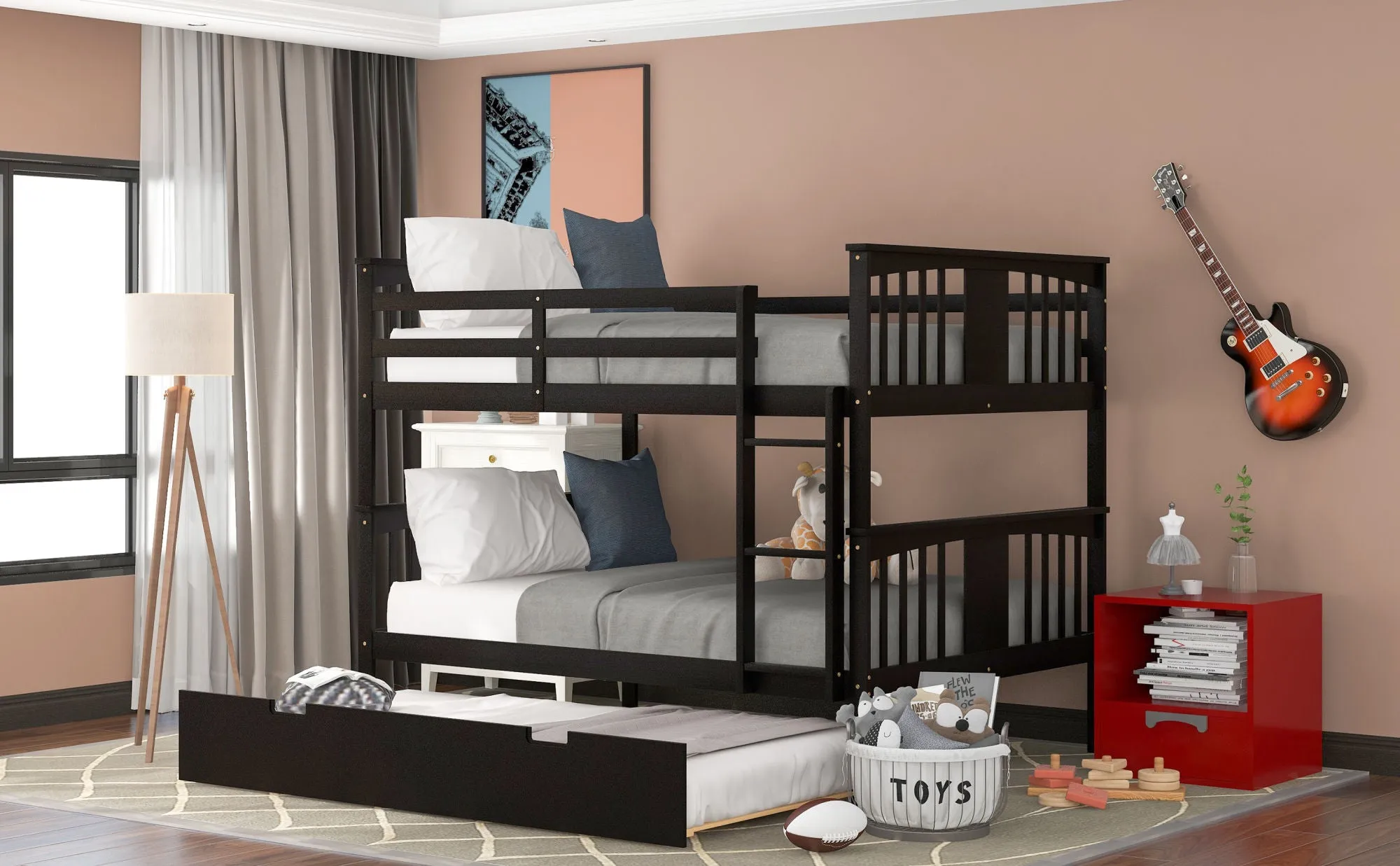 Simple Living Full over Full Bunk Bed with Twin Size Trundle