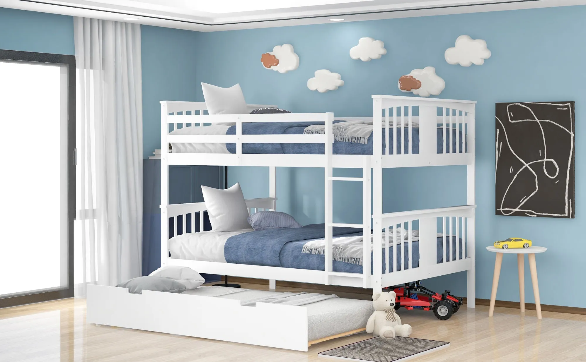 Simple Living Full over Full Bunk Bed with Twin Size Trundle