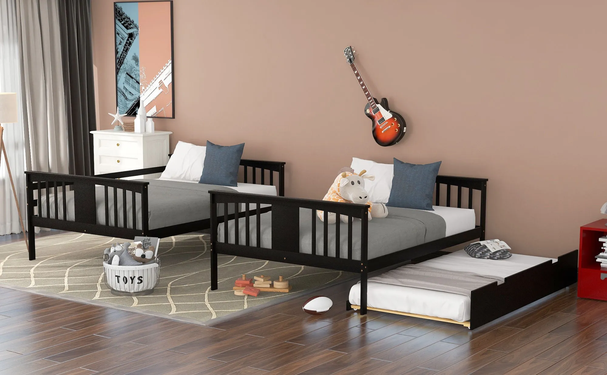 Simple Living Full over Full Bunk Bed with Twin Size Trundle