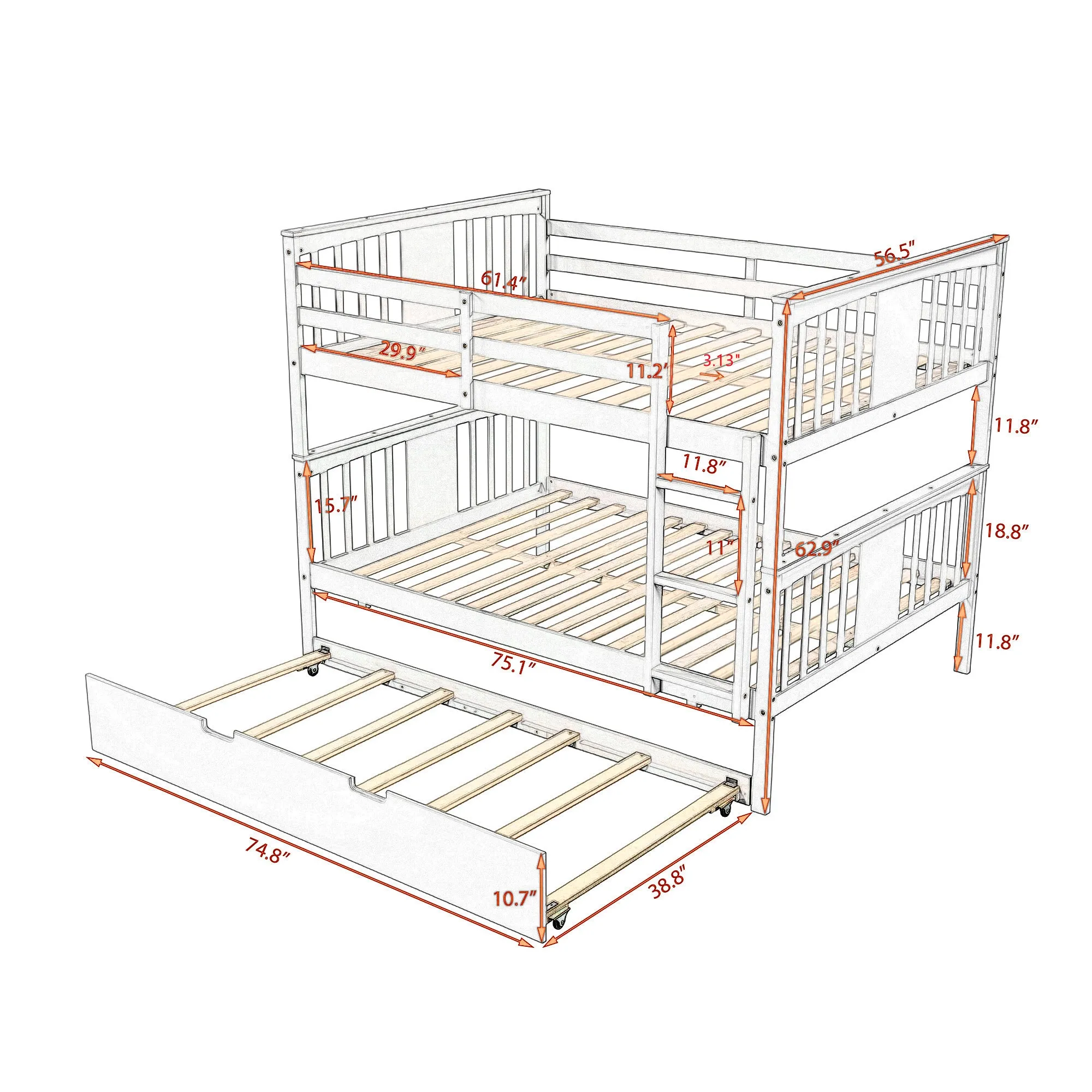 Simple Living Full over Full Bunk Bed with Twin Size Trundle