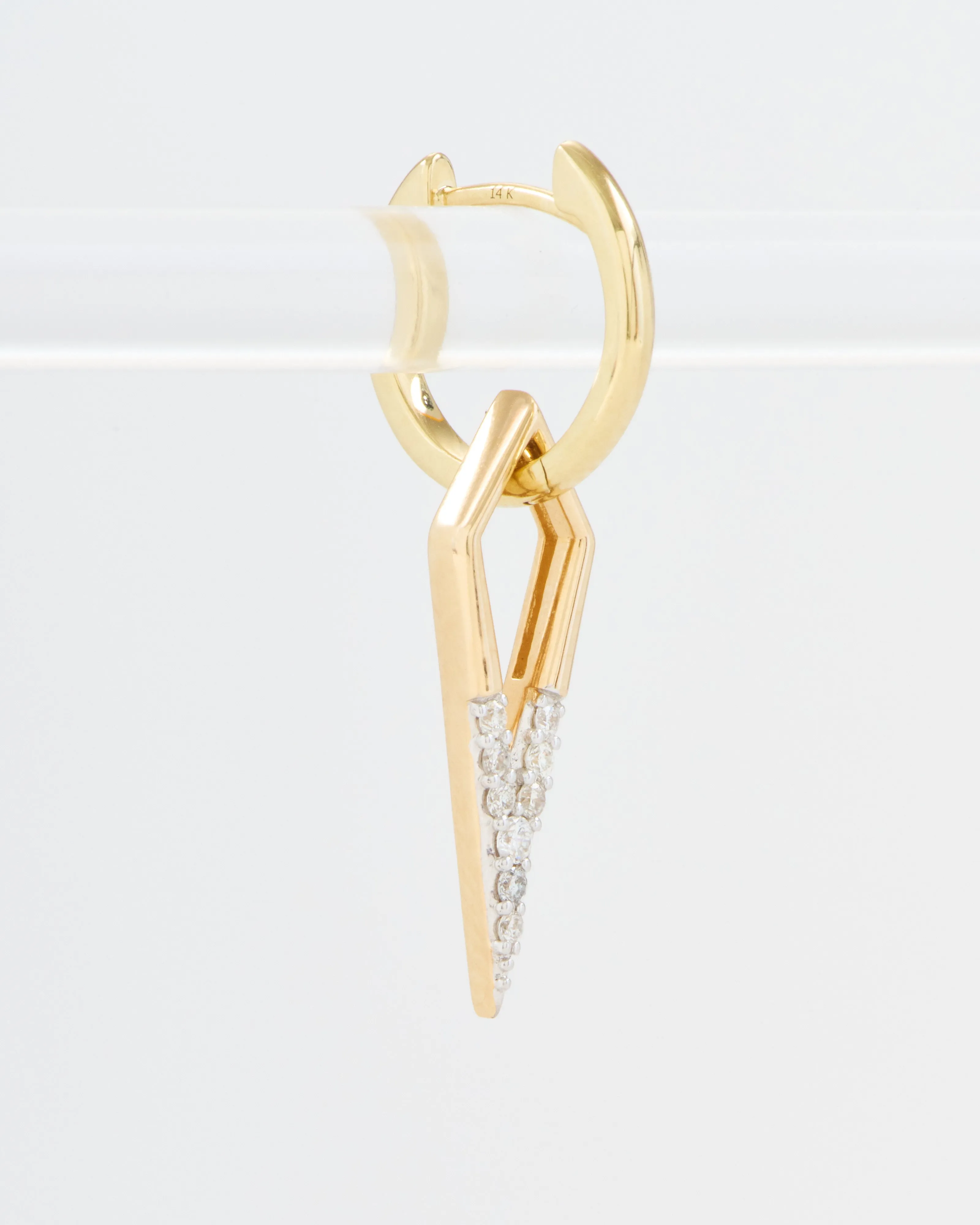 single classic open dagger charm - gold/diamonds