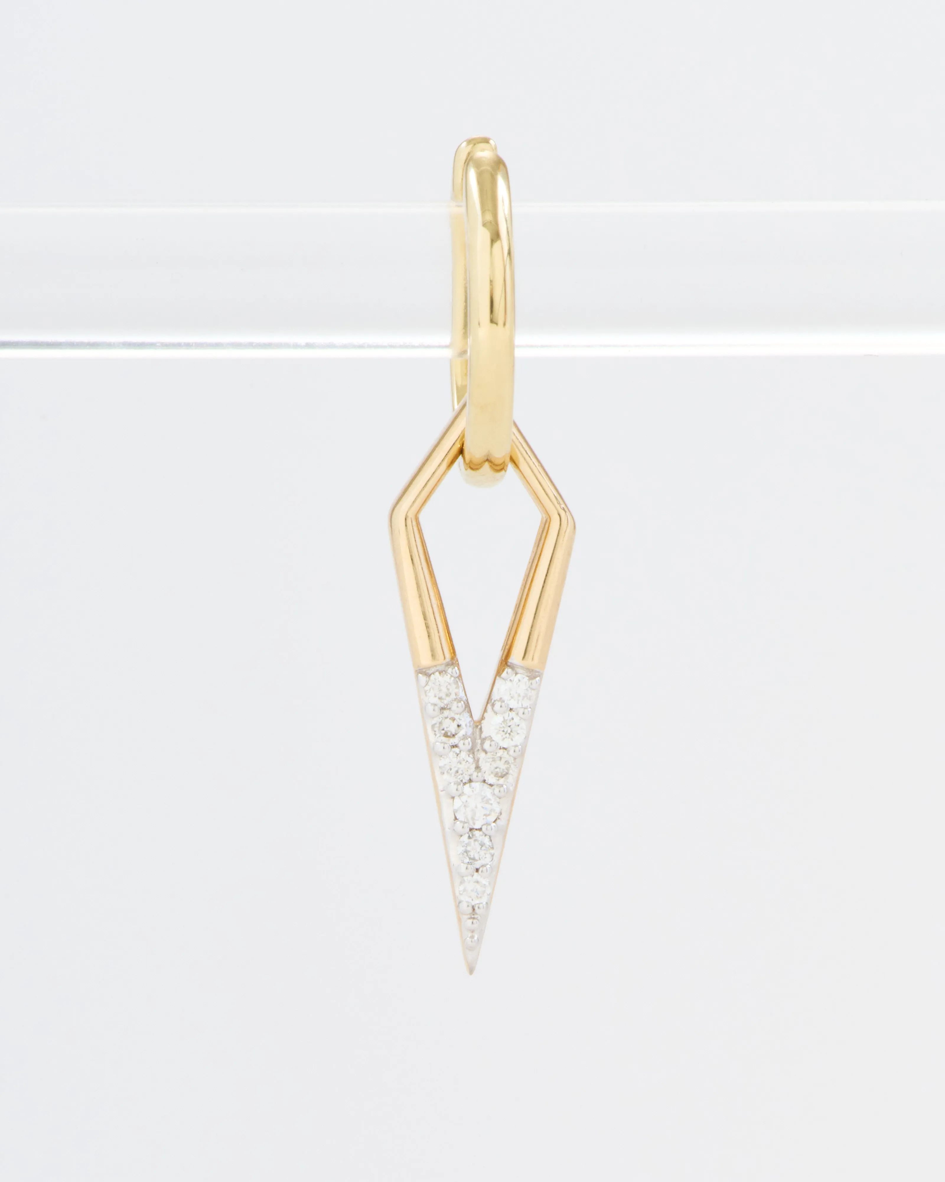 single classic open dagger charm - gold/diamonds