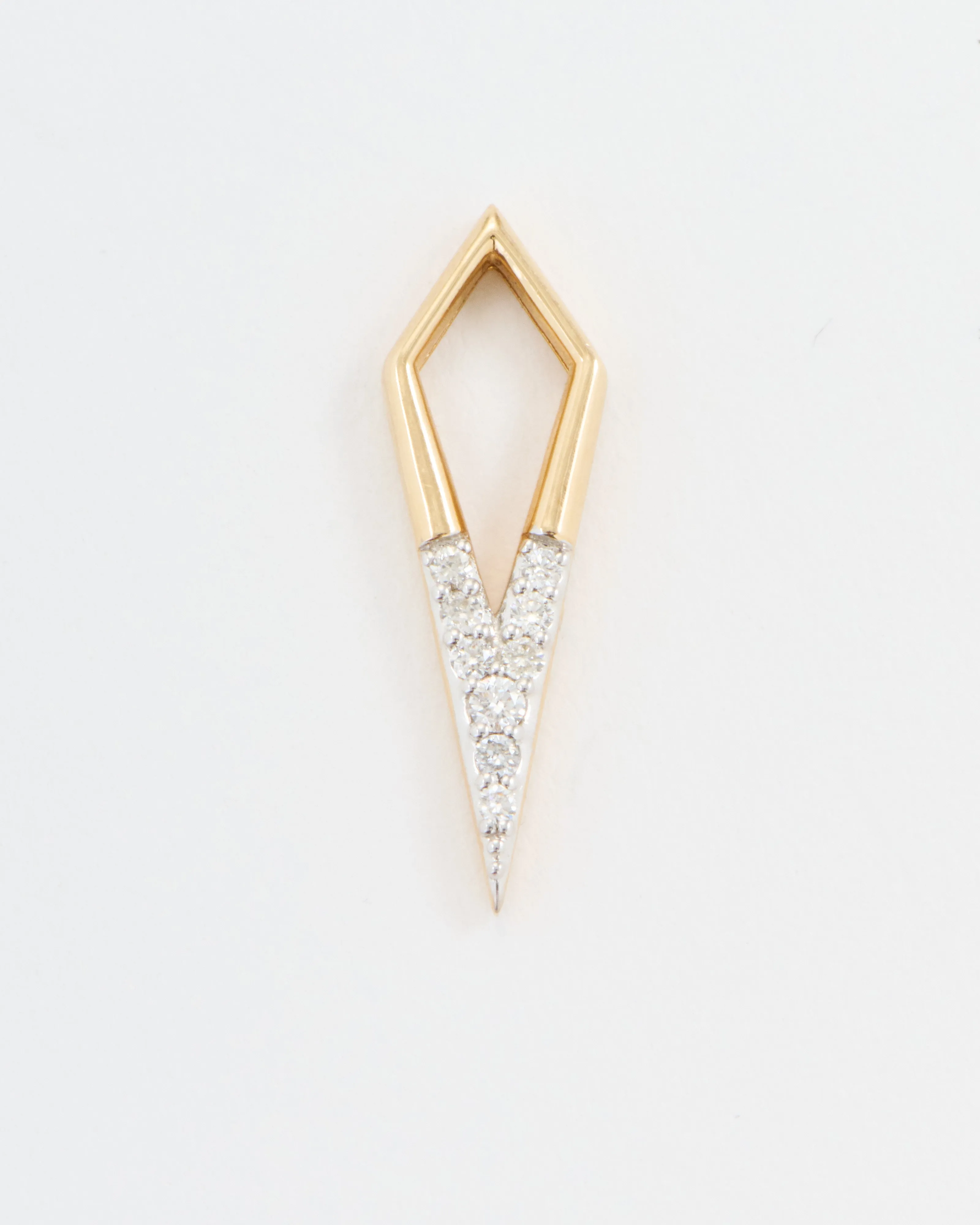 single classic open dagger charm - gold/diamonds
