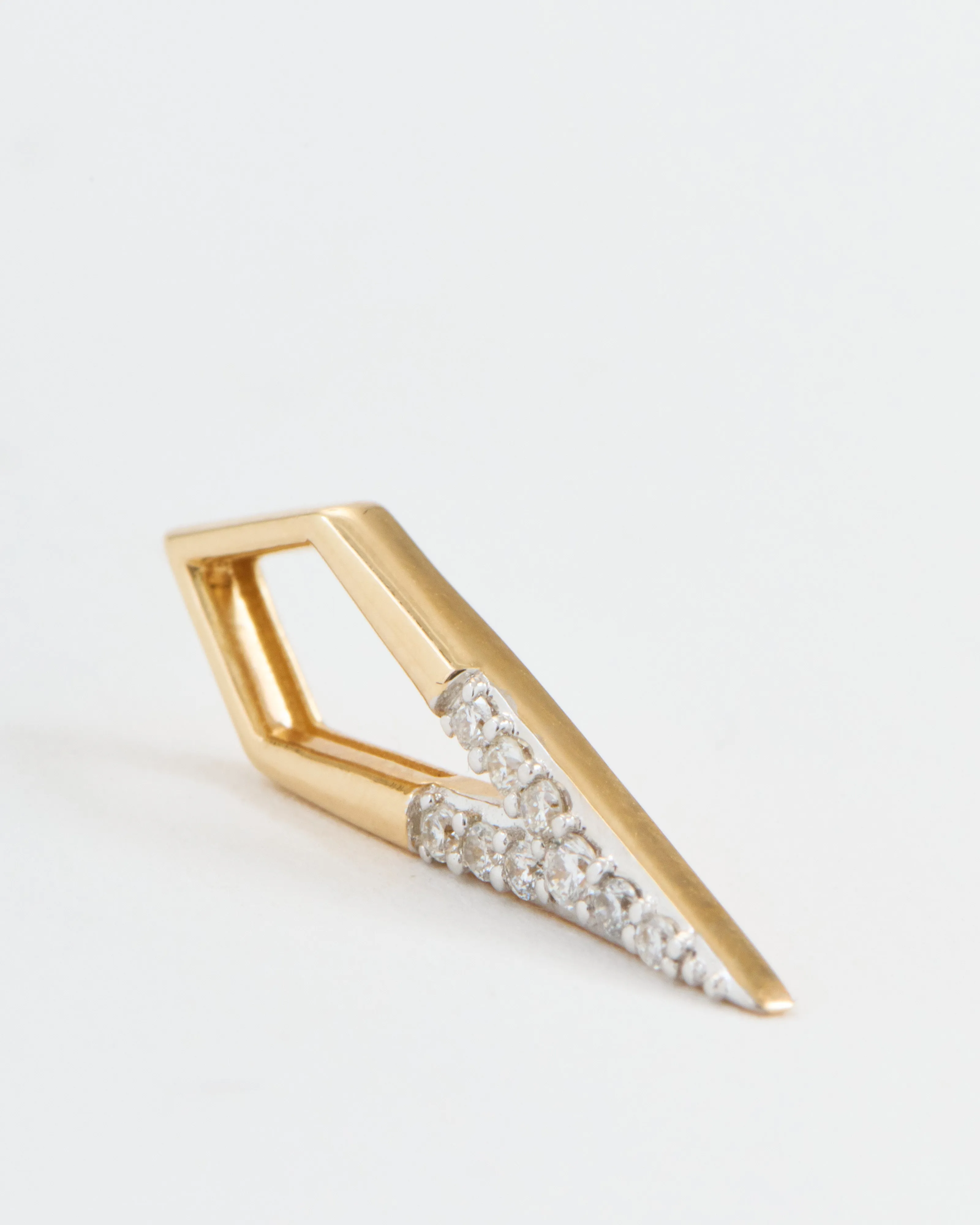 single classic open dagger charm - gold/diamonds