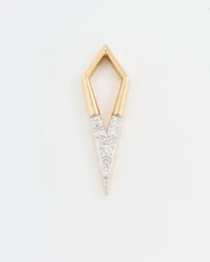 single classic open dagger charm - gold/diamonds