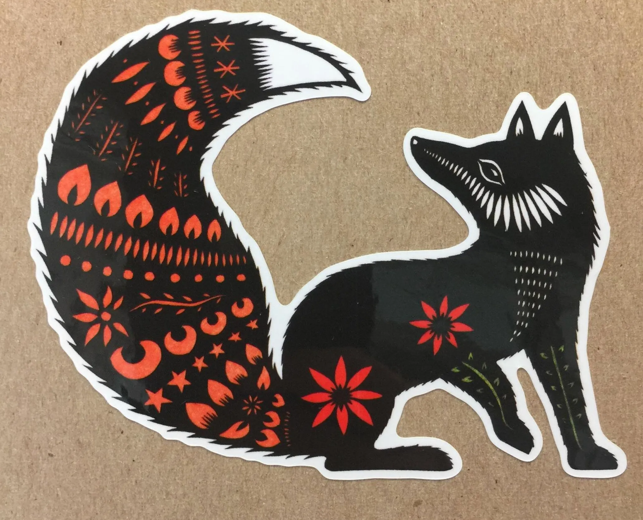 Sitting Fox Glossy Vinyl Sticker