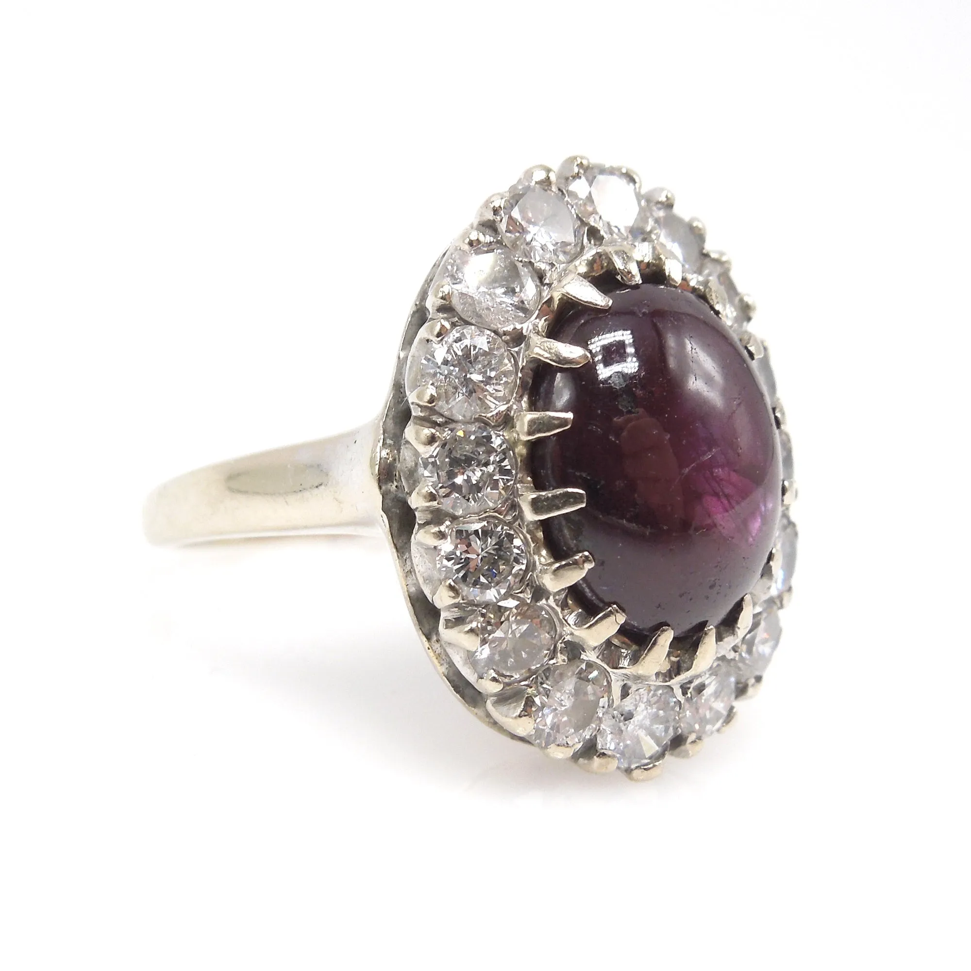 Six Carat Star Ruby - Surrounded by Diamonds - Classic Cocktail or Right Hand Ring
