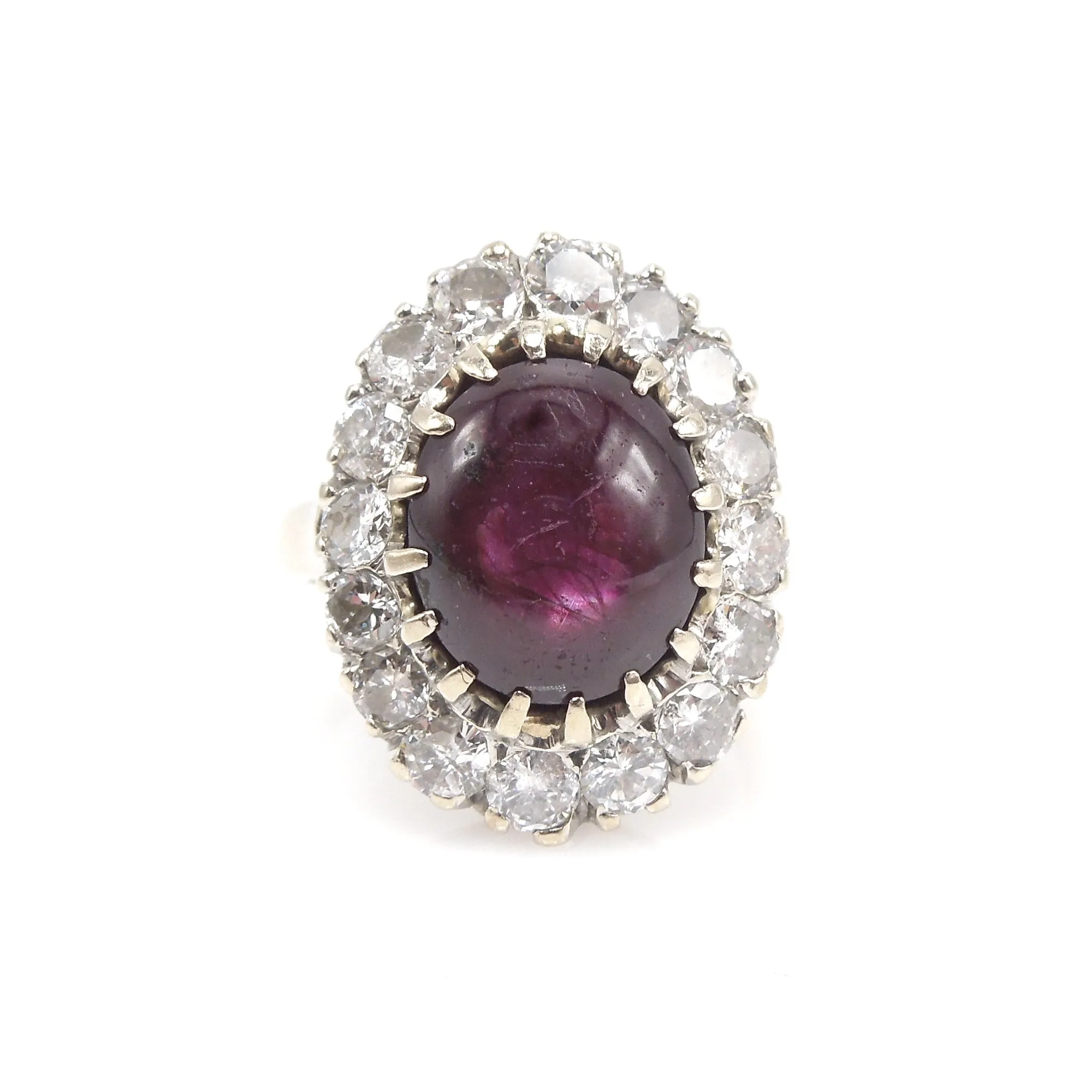 Six Carat Star Ruby - Surrounded by Diamonds - Classic Cocktail or Right Hand Ring