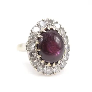 Six Carat Star Ruby - Surrounded by Diamonds - Classic Cocktail or Right Hand Ring