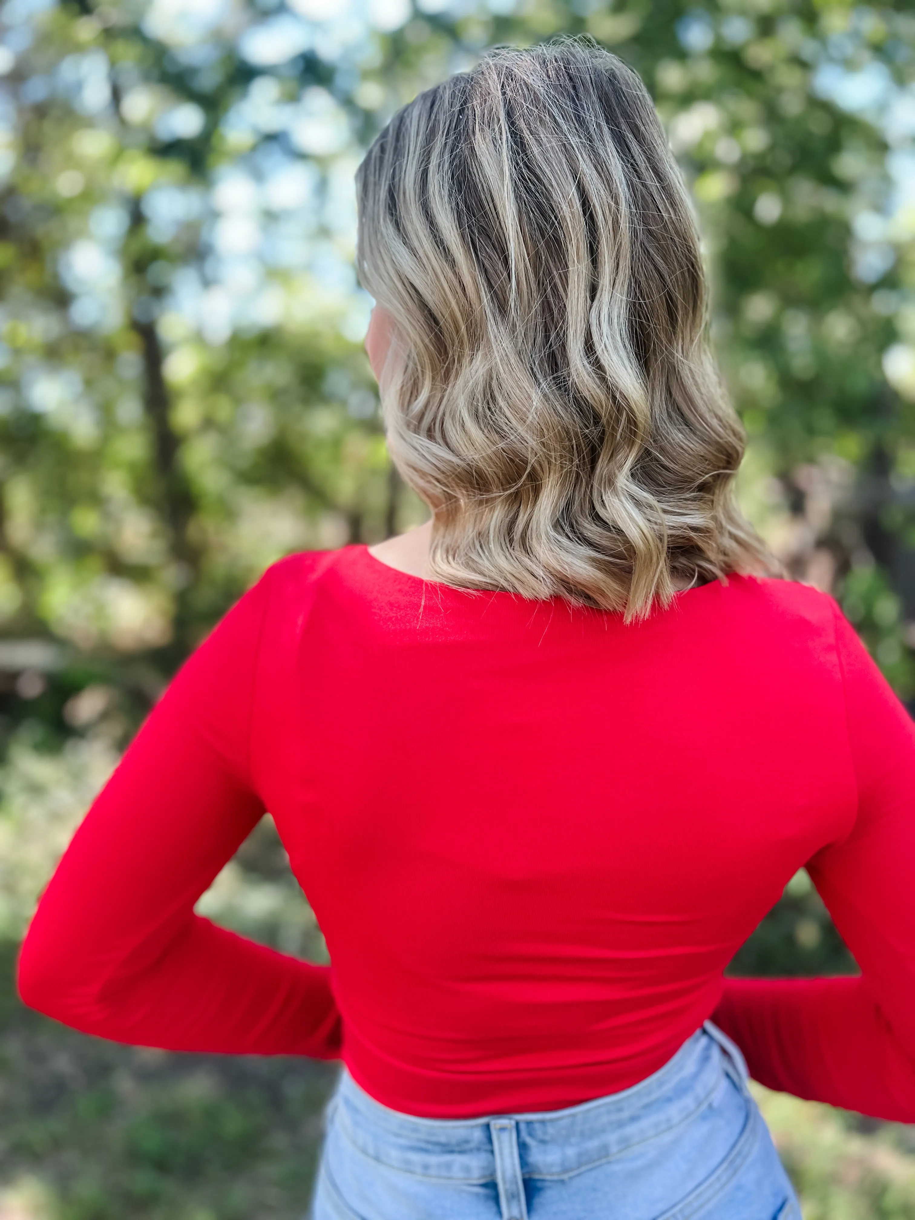 Sleek & Sexy Long Sleeve Crop - Red