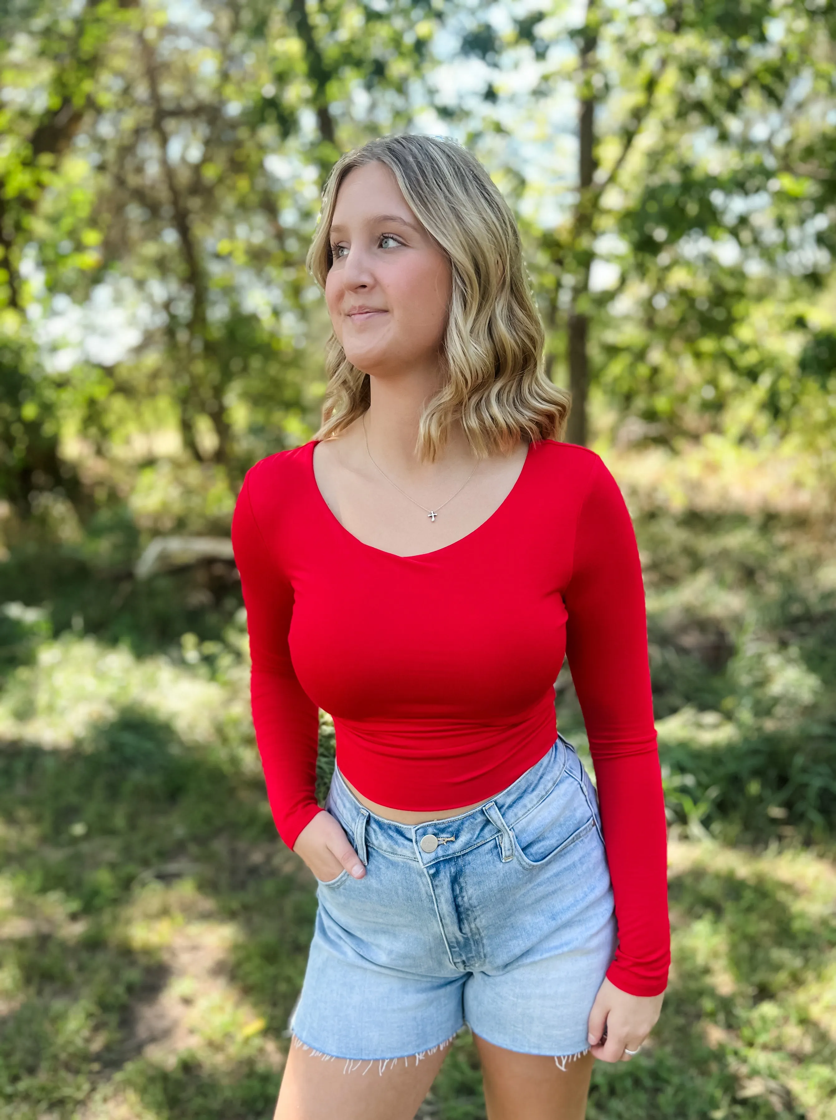 Sleek & Sexy Long Sleeve Crop - Red