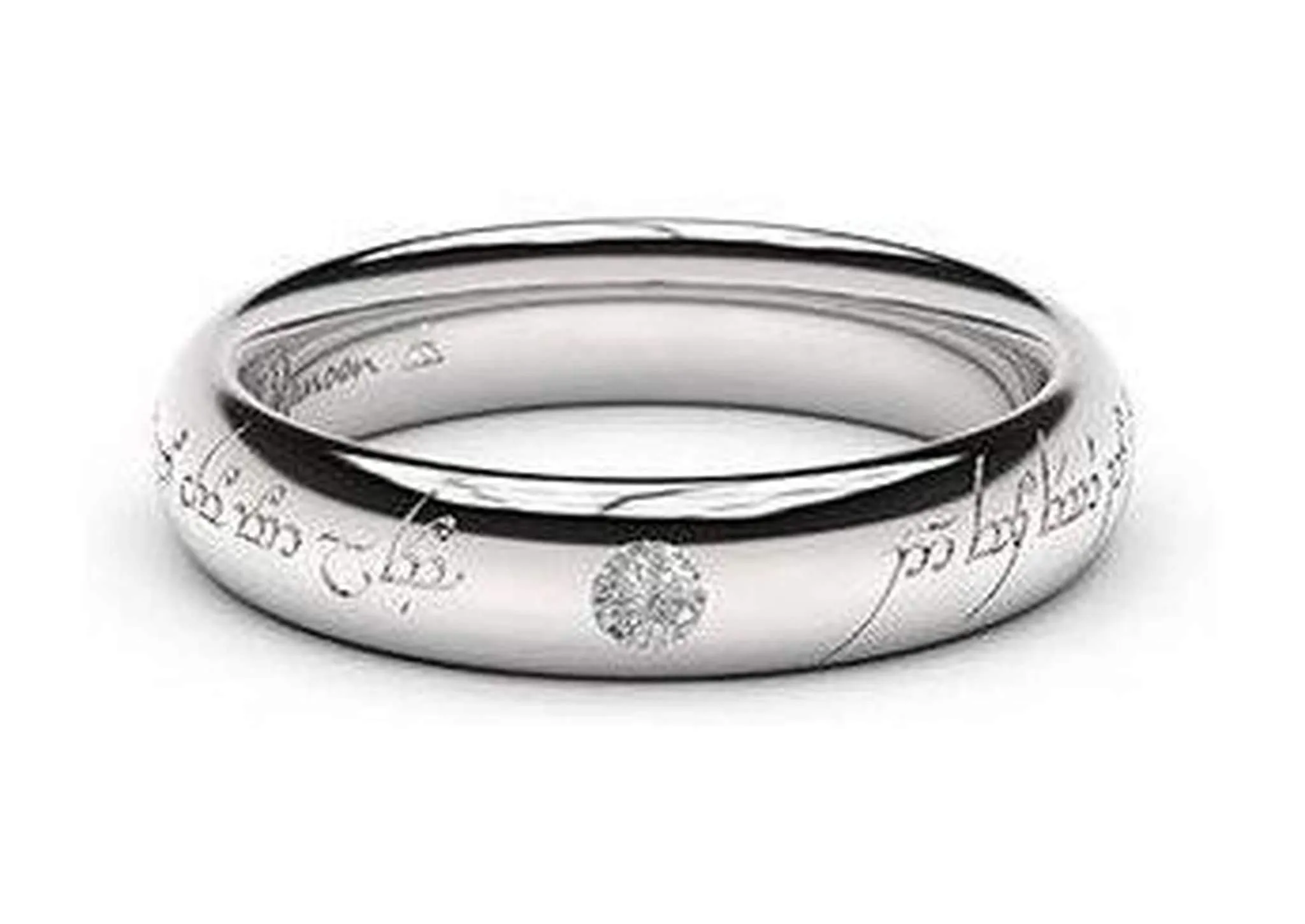 Sleek Elvish Engagement Ring, ~.10ct 9ct White Gold
