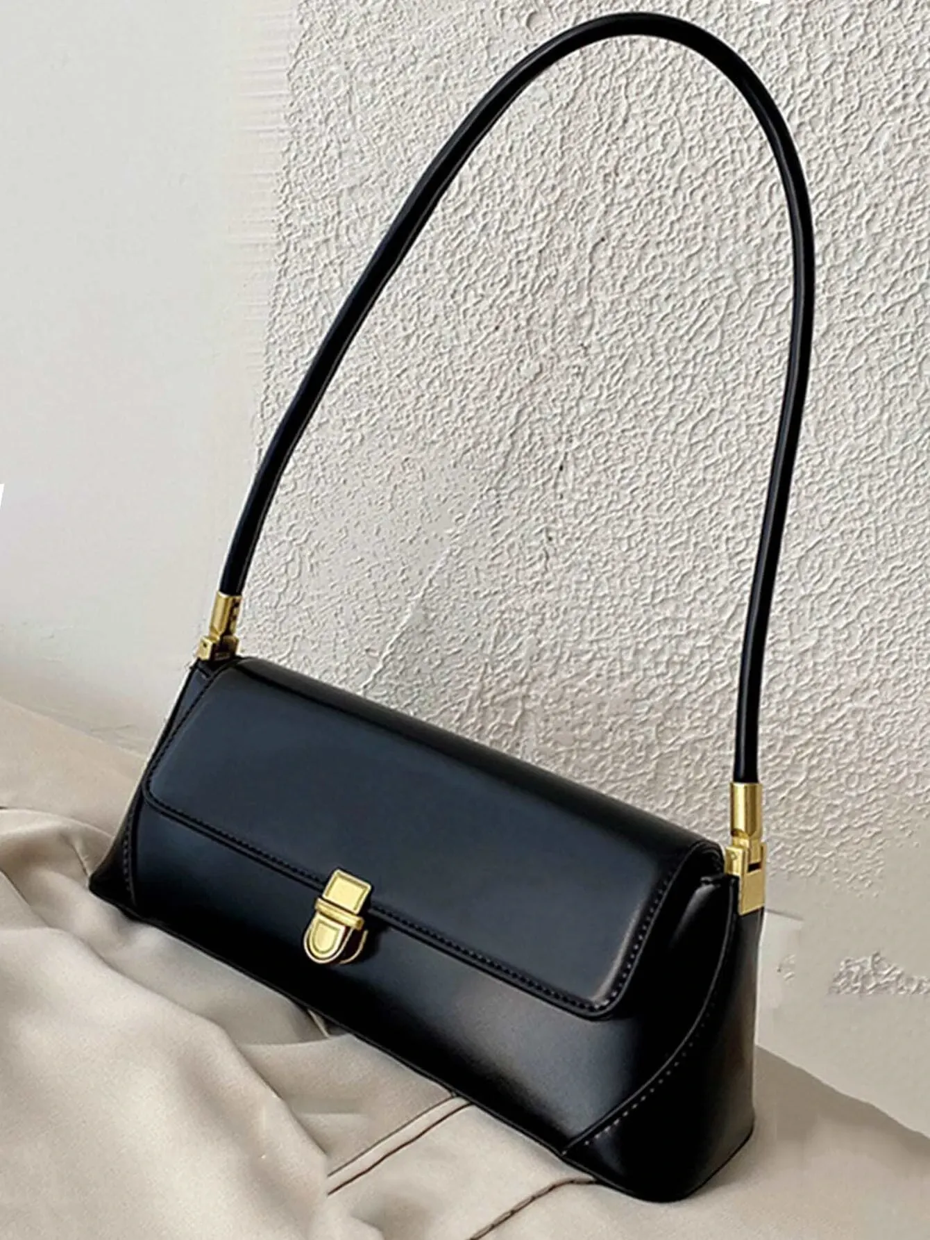 Sleek Flap Baguette Purse Bag
