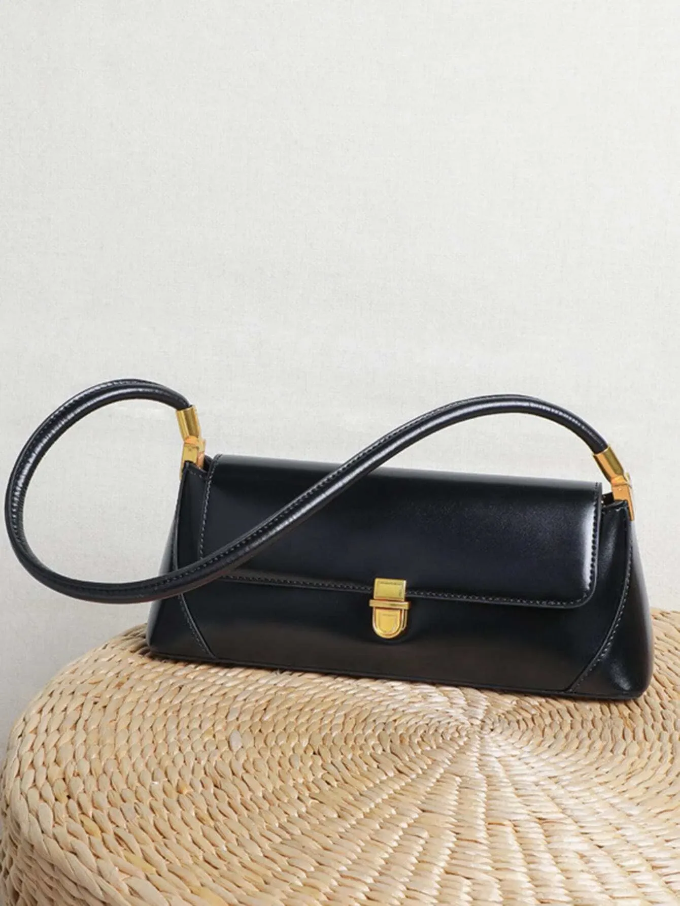 Sleek Flap Baguette Purse Bag