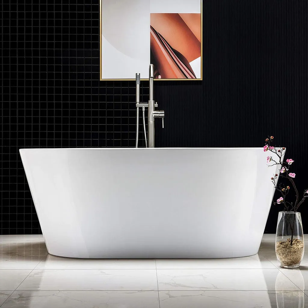 Sleek Round Bathtub - Free Standing - 59" Acrylic/White