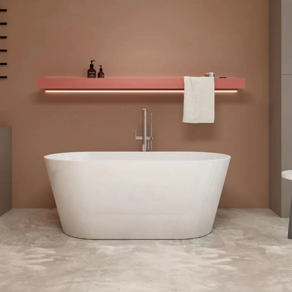 Sleek Round Bathtub - Free Standing - 59" Acrylic/White