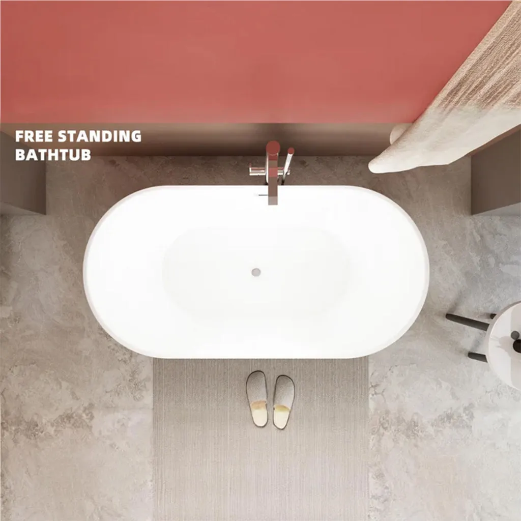 Sleek Round Bathtub - Free Standing - 59" Acrylic/White