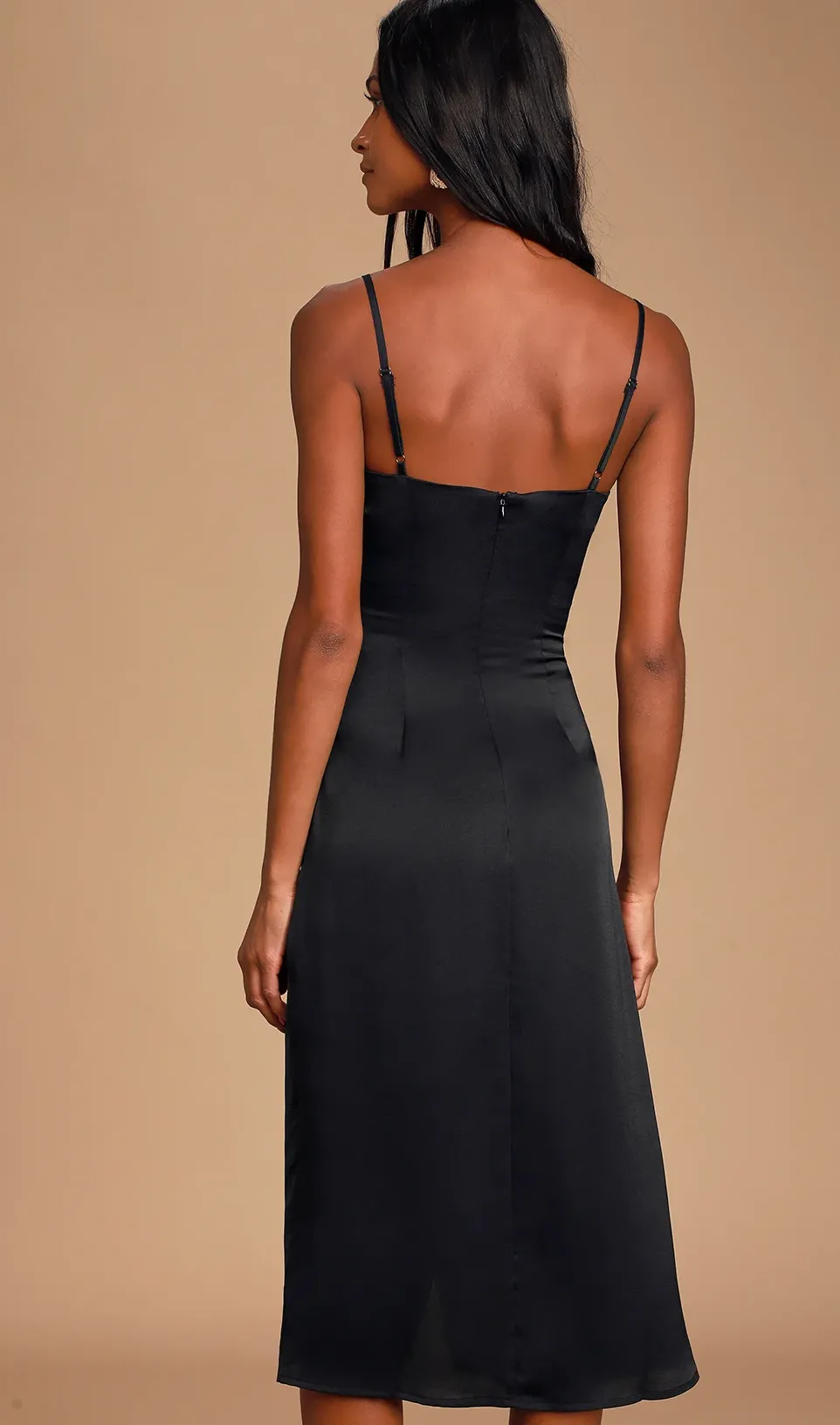 Sleek Satin Midi Dress