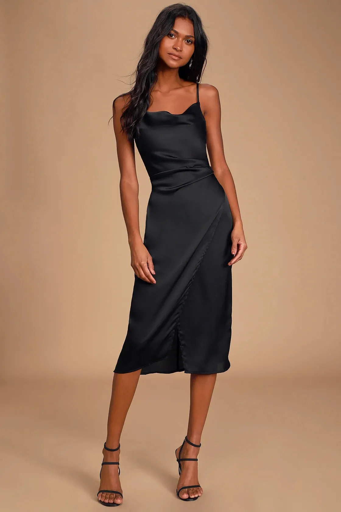 Sleek Satin Midi Dress