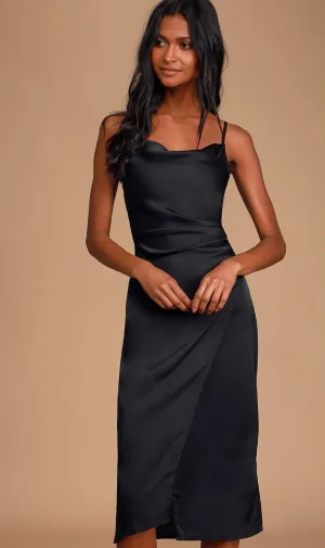 Sleek Satin Midi Dress