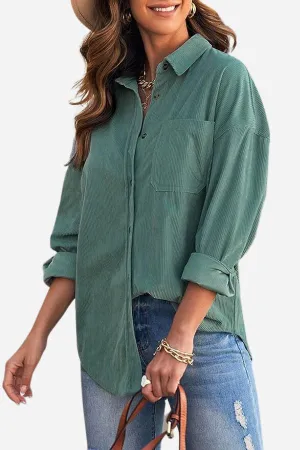 Sleek Suede Oversized Button-Down Shirt
