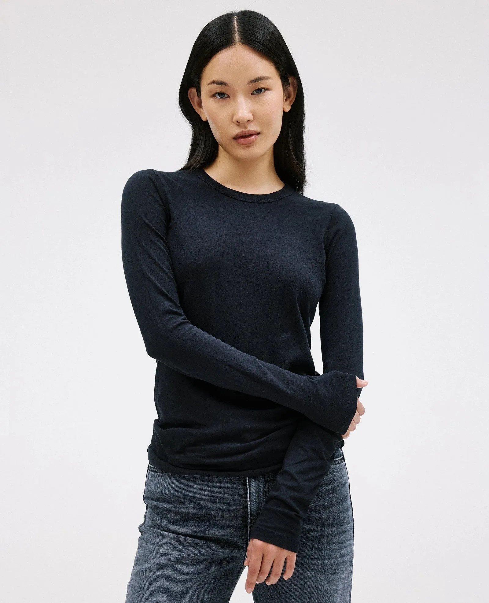 SLVRLAKE - Simple Long Sleeve Tee - Natural White & Raven