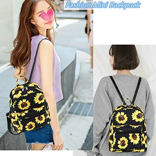 Small Black Sunflower Backpack Purse