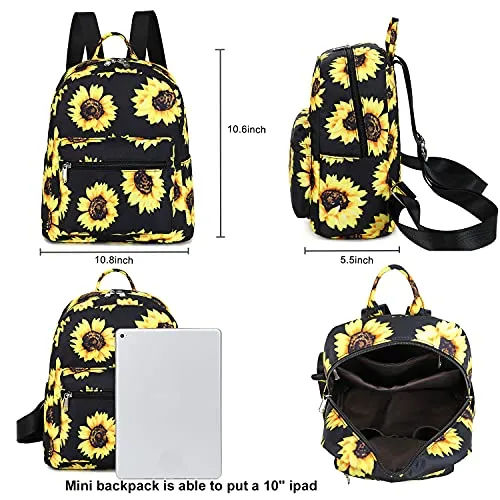 Small Black Sunflower Backpack Purse