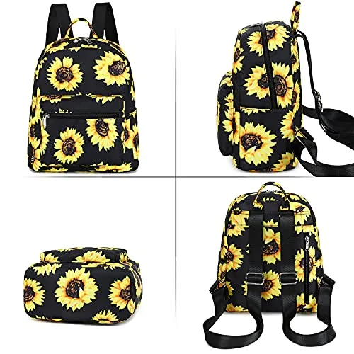 Small Black Sunflower Backpack Purse