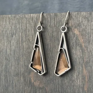 Smoky Topaz Angled Tab Earrings