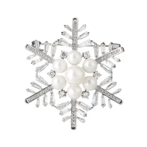 Snowflake Alloy Wedding Brooch Pin With  Imitation Pearl