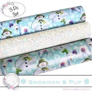 Snowman & Pup Christmas Faux Leather 3 Piece Bundle